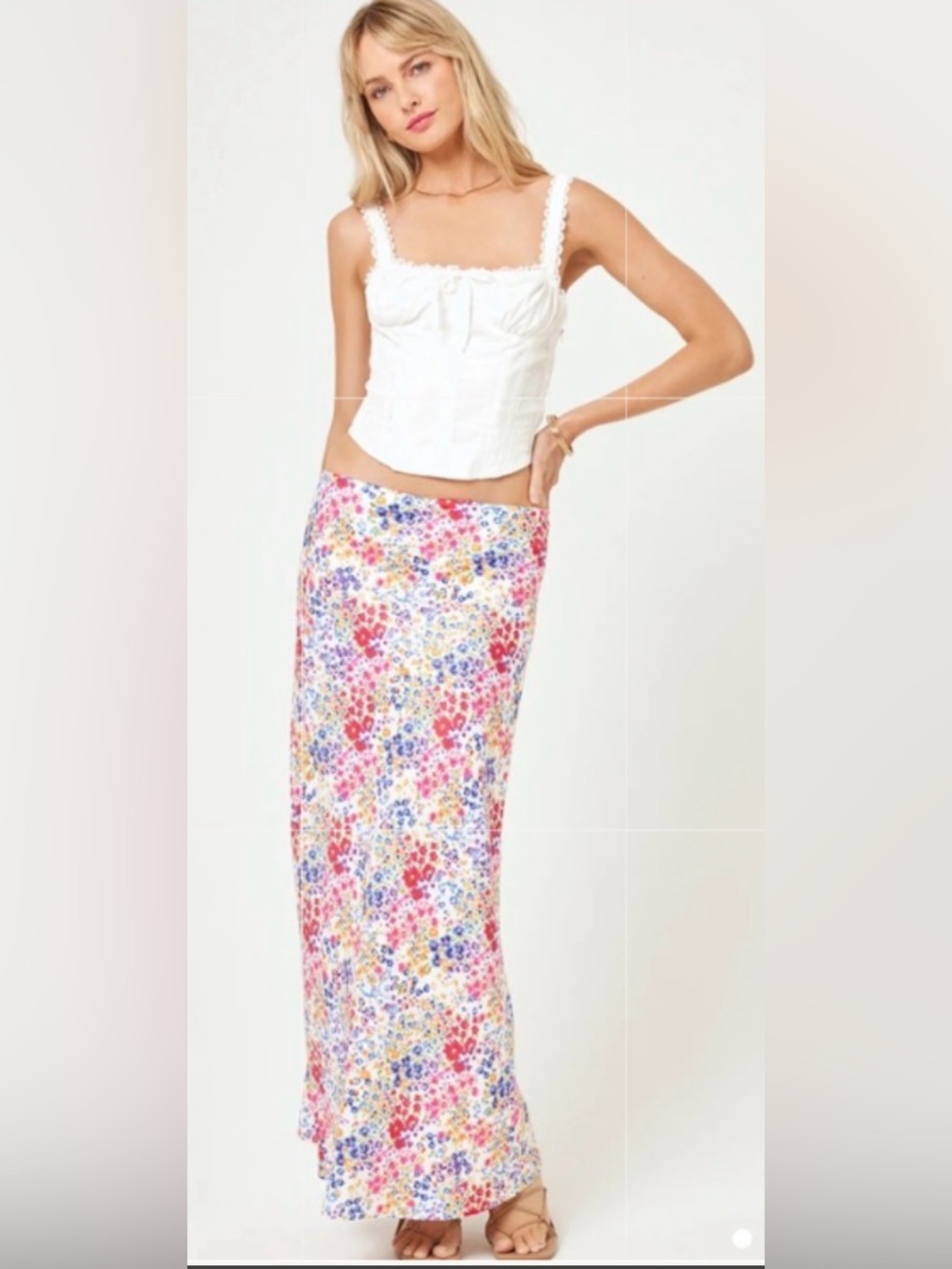 L*SPACE Floral Maxi Skirt in Multi-Color